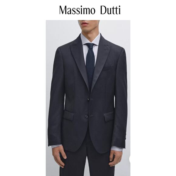 Massimo Dutti - PLAIN 100% WOOL SUIT BLAZER / 38R / Blue - Picture 1 of 9
